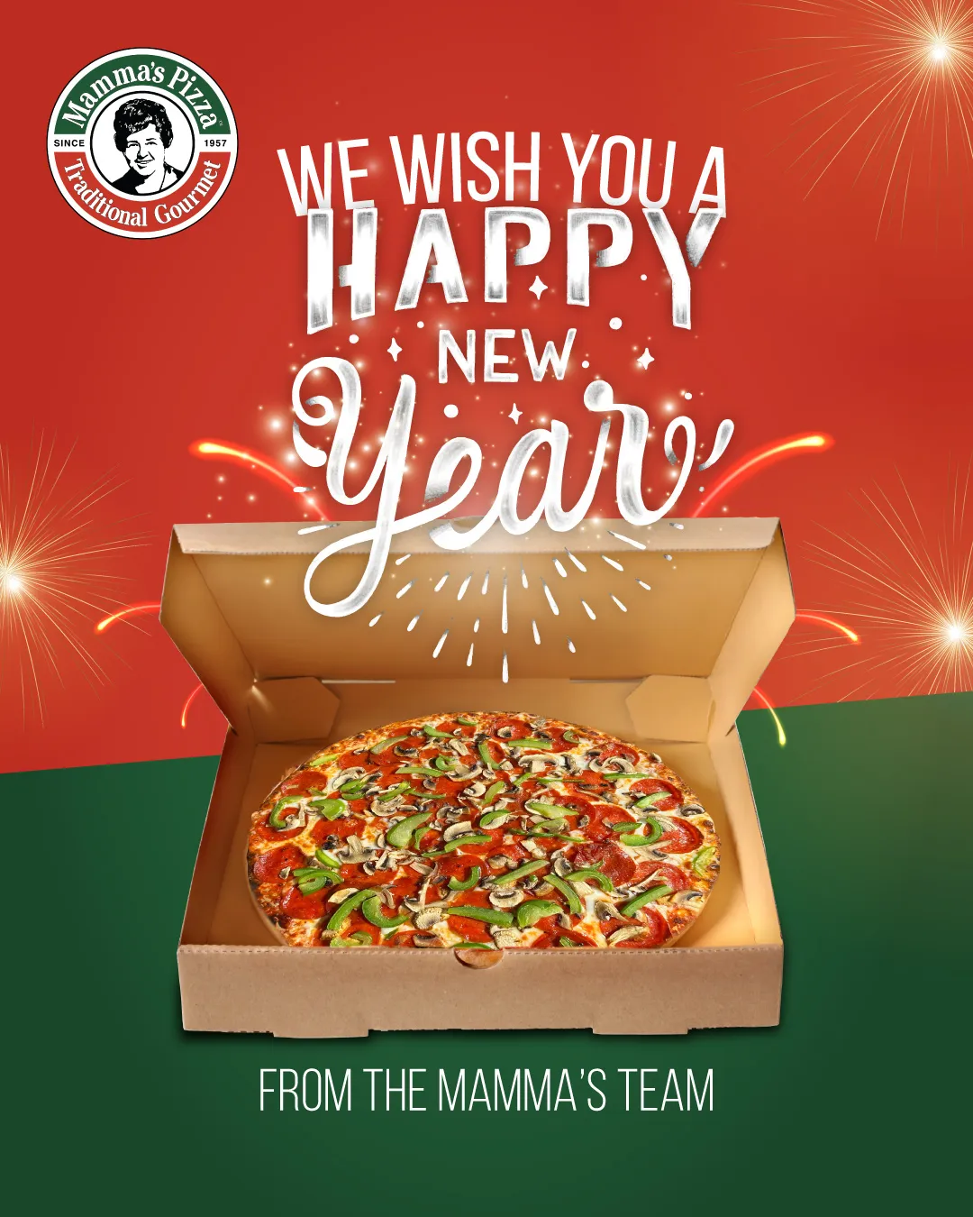 Mammas Pizza New Year social post