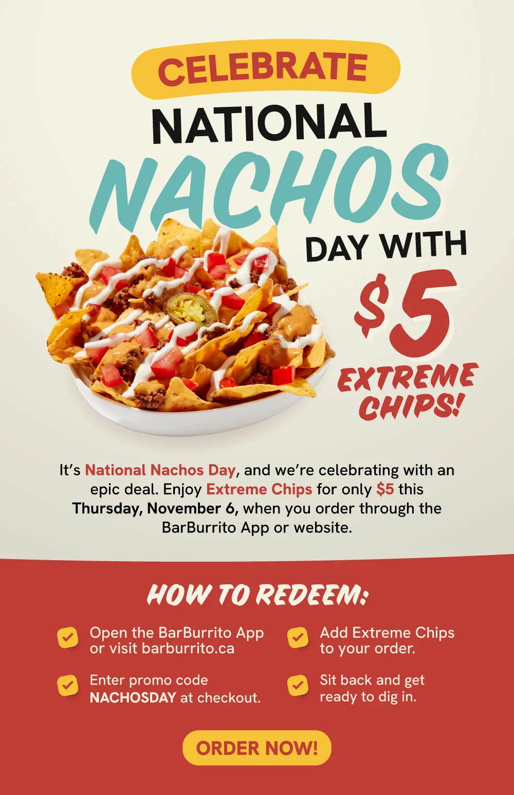 National Nachos Day email, $5 Extreme Chips offer